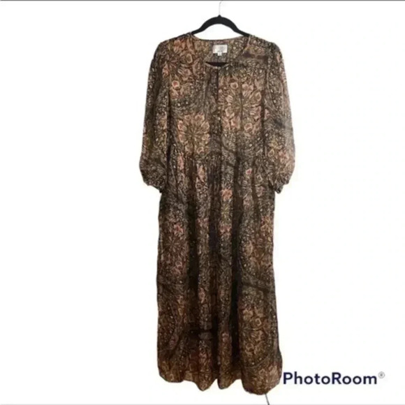 Jade by Johnny Was silk chiffon Midi Jolene dress Small - Picture 4 of 10